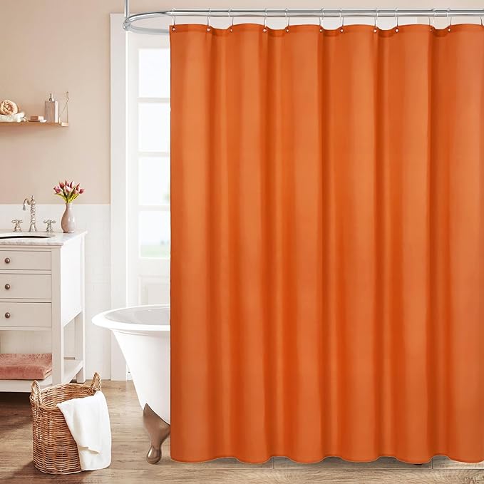 MitoVilla Extra Long Shower Curtain Liner - 72 x 84 Inches, Burnt Orange Shower Liner Fabric, Waterproof Bath Curtain Liner Polyester Soft Lightweight, Washable