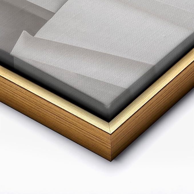Monem Art Minimalist Folded Paper Texture Print - Neutral Abstract Modern Art Poster - Wall Decor for Living Room, Bedroom or Office - 8x10 Gold Framed CANVAS Wall Art by Mareike Bohmer