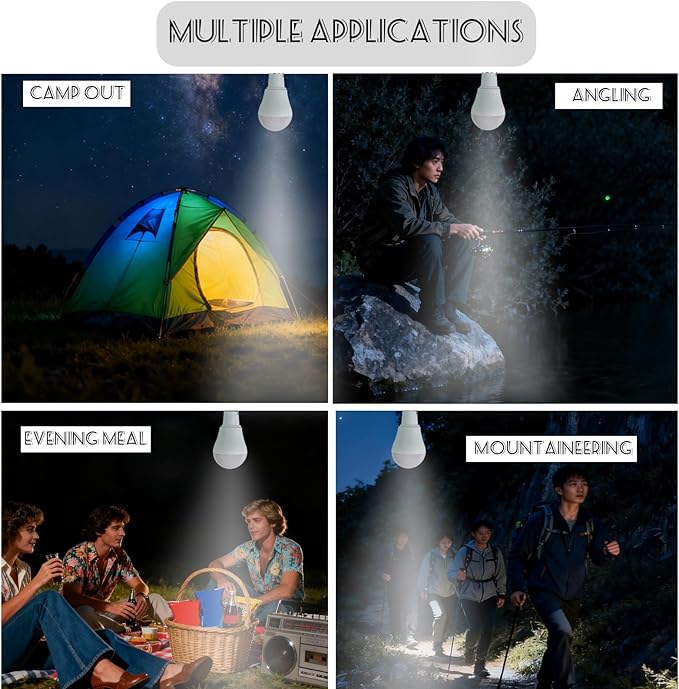 5 Pcs Solar Light Bulbs LED Waterproof Bulb Portable Emergency Solar Powered Light, for Indoor Outdoor Camping Night Fishing