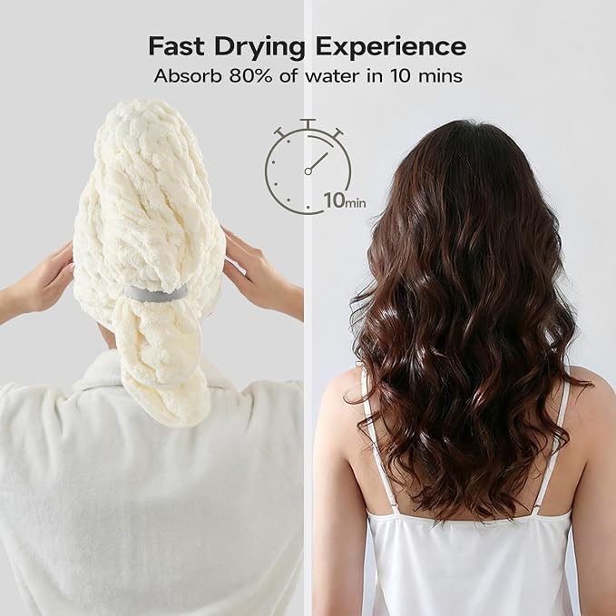 REDKISS 4 Pack Extra Large Hair Towels - Microfiber Oversized Hair Towel Wrap for Women, 23 x 47 inches Hair Towels with Elastic Strap, Super Soft Hair Drying Towels for Long, Thick, Curly Turbans