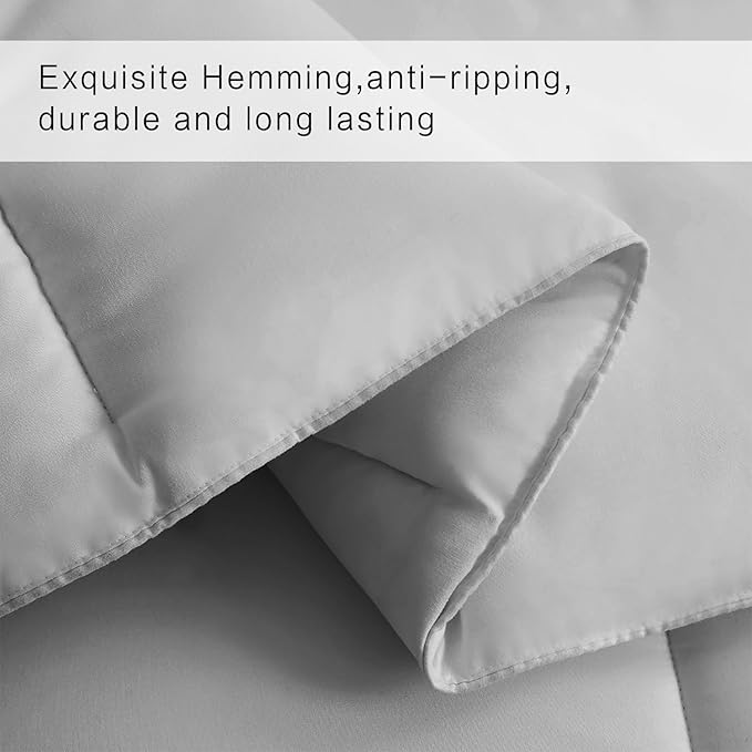 COHOME Premium Full Size Comforter, All-Season Quilted Down Alternative Duvet Insert, Luxury Hotel GentleSoft Comforter with Anti-Clump Tech & 8 Tabs - Reversible - Light Grey 82 x86 inches