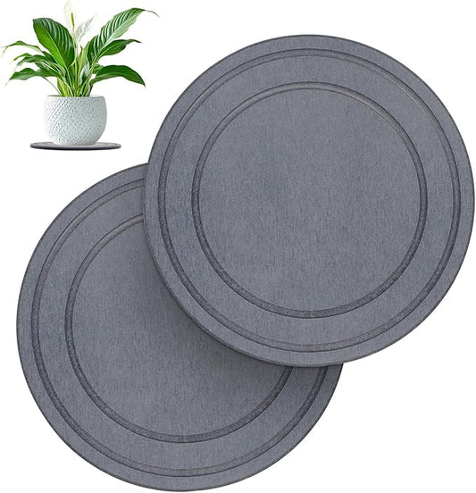Diatomaceous Earth Plant Pot Saucers for Indoor & Outdoor, 2 Pack 8 inch, Round Plant Drip Trays, Plant Dish Pant Plate to Catch Water, Instant Drying Stone Drainage Tray