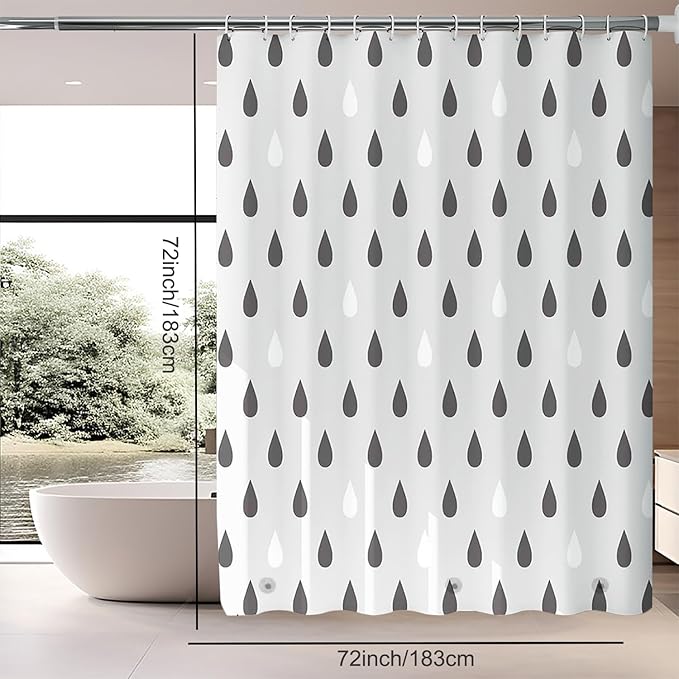 TIKABC Shower Curtain Liner, 4G PEVA Shower Liner, Plastic Waterproof Shower Curtains, 72x72 inch with Grommet Holes 3 Magnetic Weights