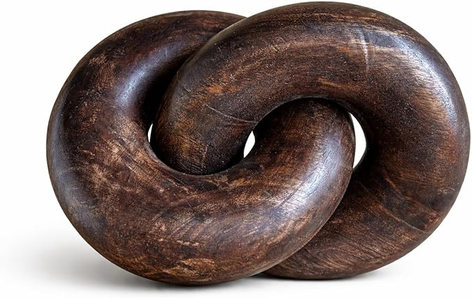 Knot Coffee Table Home Console Table Decor Items Book Shelf Decor Accents Living Room Wood Knot Decor Chain Link Decor - Housewarming, Anniversary Wedding Gift Ideas (Walnut Wood)