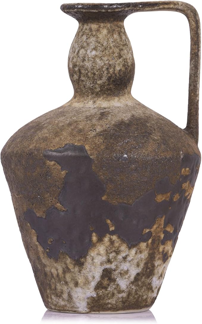 Wabi Sabi Rusty Vintage Vase, 9.8" Tall Wabi Sabi Decor Rustic Farmhouse Pottery Vase for Centerpiece, Textured Pottery Flower Vases for Home Decorative, Table, Living Room, Bedroom, Bathroom, Kitchen