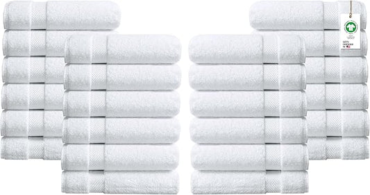 100% Organic Cotton Towels 650 GSM Plush Feather Touch Quick Dry Wash Cloth, Pack of 24 GOTS Certified, Oeko-Tex Green Certified, Organic Cotton Wash Cloth, 13"X13"