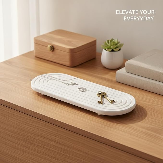 Bathroom Sink Counter Organizer, Diatomite Soap Dish with Wooden Stand, Stone Tray for Bar Soap (1 PC)