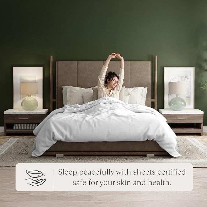 Delilah Home 100% Organic Cotton Duvet Cover, GOTS & Vegan.org Verified, Long Stem 300 TC Sateen Bedding, Non-Synthetic, Deep Pocket Fitted Linen, Lightweight, All-Season, 1 Piece King Size - White