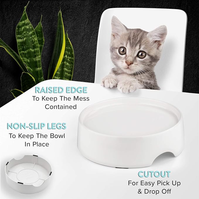 CatGuru Food Table for Cat Bowls, Elevated Feeding Station for Cat Food Bowl, Raised Stand for Pet Food and Water Bowls, Pet Feeder for Indoor Cats, Stress Free Stand for Pet Dishes (Marshnallow)