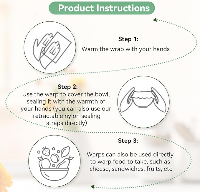 Reusable Beeswax Bowl Covers with Elastic Bands, 3 Sizes Washable Food Wraps for Bread Proofing, Lunch Packing, Cheese, Fruit, Vegetables and Leftovers