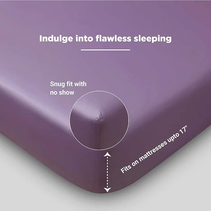 Fabdreams 100% Organic Cotton Full Size Sheet Set | 400 Thread Count Sheet Set | GOTS Certified | Long Staple Cotton | Upto 17" Elasticised Deep Pockets | Soft Silky Shiny | Lilac
