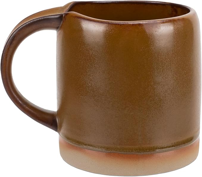 Elanze Designs Crafted Inspiration 18 Ounce Ceramic Thumbprint Comfort Grip Hand Thrown Styled Coffee Mug | X-Large Capacity for Tea, Coco, and Coffee Lovers, Camel Brown