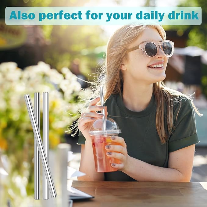 LUCKINEE Replacement Stainless Steel Straws for Owala FreeSip/Flip 24 oz 32 oz, 3 Pack Metal Reusable Straws with 2 Straw Cleaner Brushes for Owala FreeSip/Flip Accessories