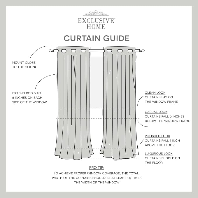 Exclusive Home Loha Linen Grommet Top Curtain Panel Pair, 54"x84", Blue