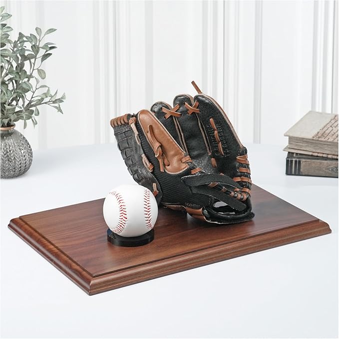 Plymor Solid Walnut Rectangular Wood Display Base with Ogee Edge, 14.875" W x 9.875" D x 0.75" H, Pack of 3