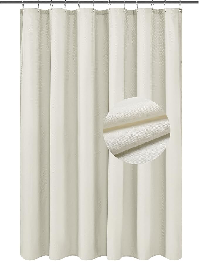 Barossa Design Soft Microfiber Fabric Shower Liner or Curtain, Hotel Quality, Machine Washable, Water Repellent, Cream, 70 x 72 inches