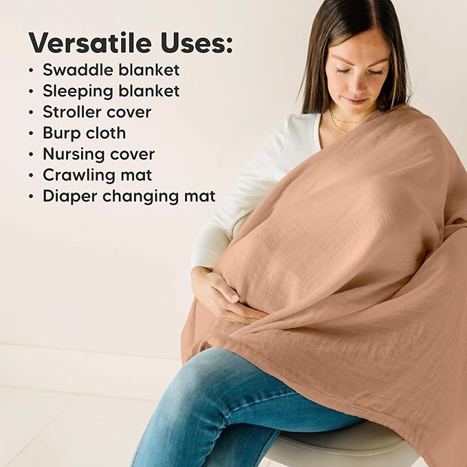 4-Pack Muslin Swaddle Blankets for Boys, Girls - Organic Baby Swaddles for Newborns, Soft & Breathable Receiving Baby Blankets for Girl, Boy, Neutral, Newborn Essentials Gift (Pine)