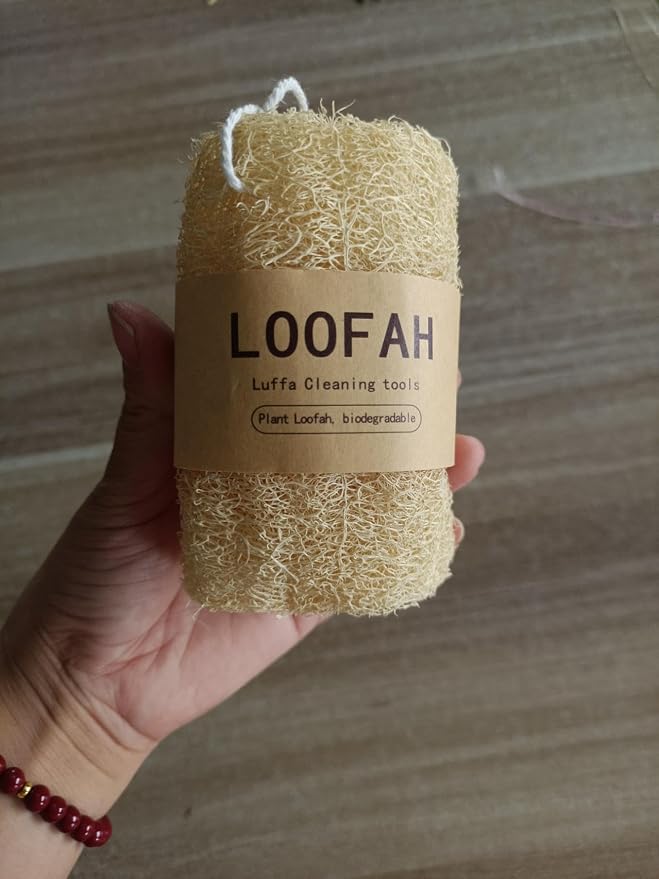 Natural Egyptian Loofah Sponge (2-Pack) - Exfoliating Body Scrubber for Women & Men, Organic Plant-Based Bath Sponge for Face, Body & Back Cleaning - Gentle Exfoliation for Soft Skin