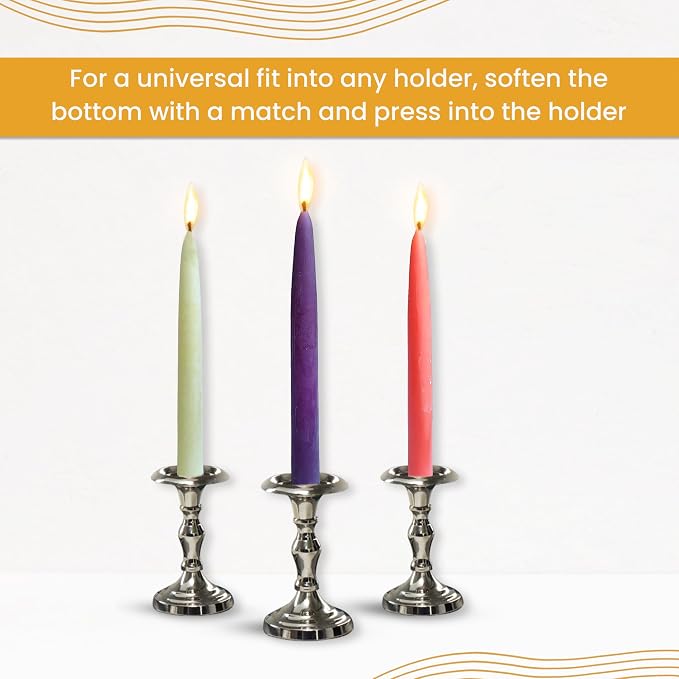 100% Pure Beeswax Taper Candles - All-Natural Handmade Decorative & Dipped Smokeless Unscented Candles for Christmas, Advent, and Hanukkah, Advent Set, 8.5 Inches, 5 Candle Set, by BeeTheLight