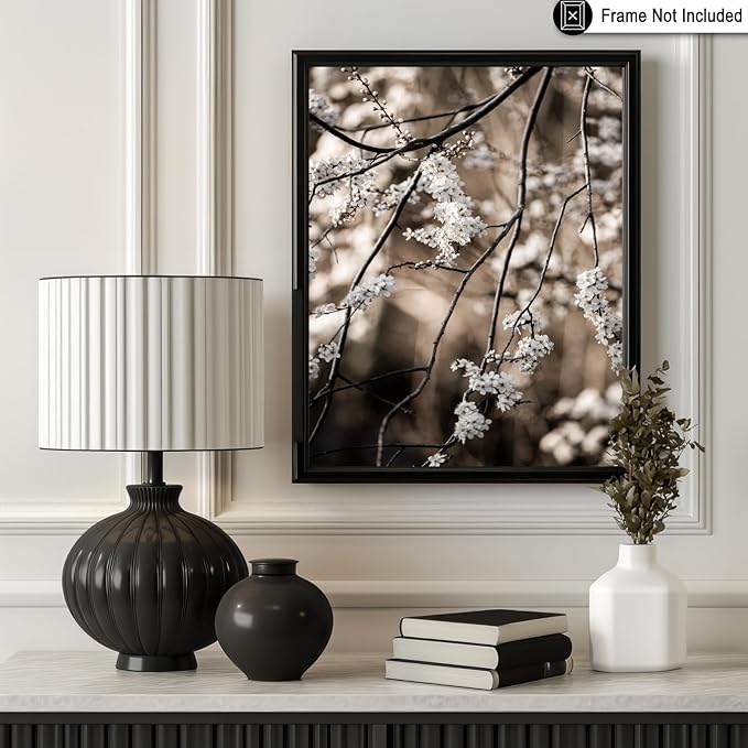 Monem Art Cherry Blossom Branch Photography Print - Moody Botanical Nature Art Poster - Wall Decor for Living Room, Bedroom or Office - 30x40 Unframed Wall Art by Mareike Bohmer