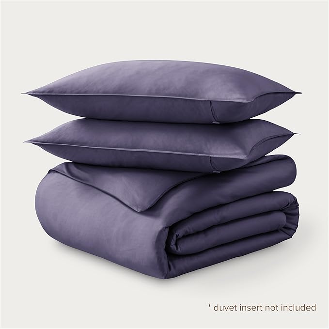 Bare Home 100% Organic Cotton Sateen Duvet Cover Set - Full/Queen Size - 400 Thread Count - Smooth Sateen Weave - Warm & Luxurious - Duvet Cover (Queen, Dusty Purple)