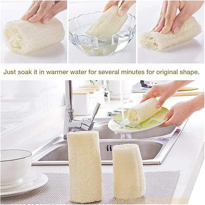 4Pcs/Pack Organic Loofahs Loofah Spa Exfoliating Scrubber Natural Luffa Body Wash Sponge Made 4 Inch