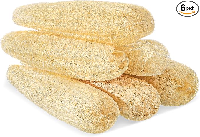 6 Pack Natural Loofah Sponge 13.8-15.7 Inch for Kitchen Bath & Body Scrub Organic Exfoliating Sponge for Dishes Skin Men Women