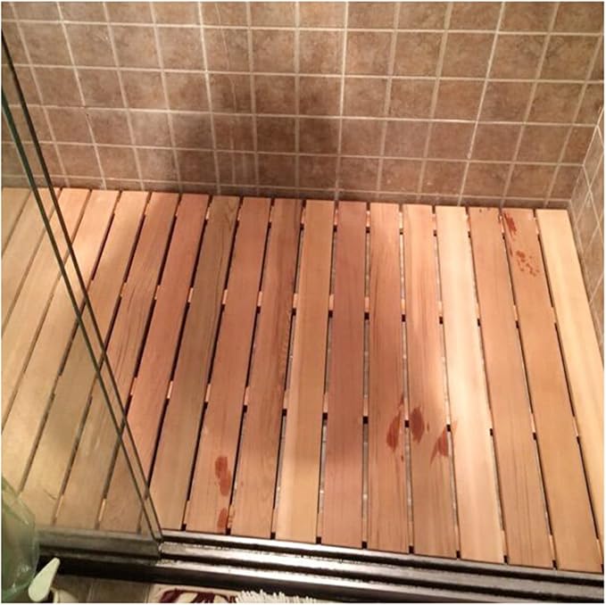 Natural Wooden Shower Mat,Bamboo Duckboard Bath Mat,Bamboo Bath Mat,Wood Floor Rug,Bath Shower Mat,Non-Slip Bamboo Bathroom Mat for Indoor Or Outdoor Use,Customizable,60x100cm/24x39in