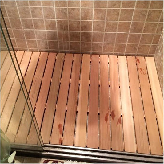 Natural Wooden Shower Mat,Bamboo Duckboard Bath Mat,Bamboo Bath Mat,Wood Floor Rug,Bath Shower Mat,Non-Slip Bamboo Bathroom Mat for Indoor Or Outdoor Use,Customizable,50x50cm/20x20in