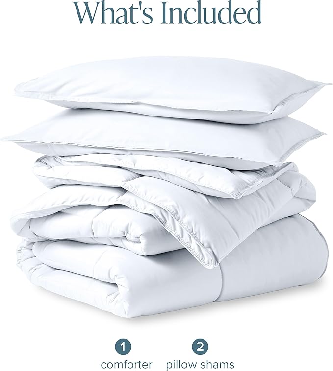 Bare Home Comforter Set - King/California King Size - Ultra-Soft - Goose Down Alternative - Premium 1800 Series - All Season Warmth (King/Cal King, White)