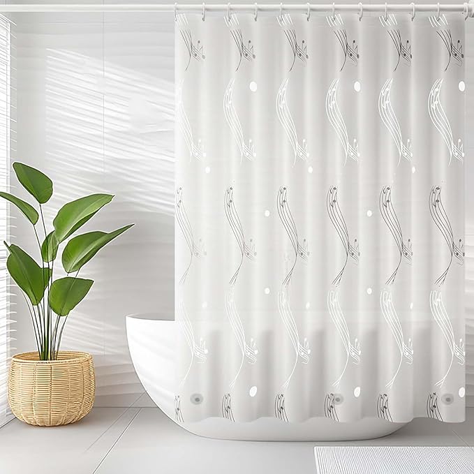 TIKABC Shower Curtain Liner, 4G PEVA Shower Liner, Plastic Waterproof Shower Curtains, 72x72 inch with Grommet Holes 3 Magnetic Weights