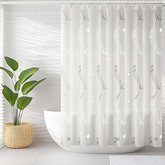 TIKABC Shower Curtain Liner, 4G PEVA Shower Liner, Plastic Waterproof Shower Curtains, 72x72 inch with Grommet Holes 3 Magnetic Weights