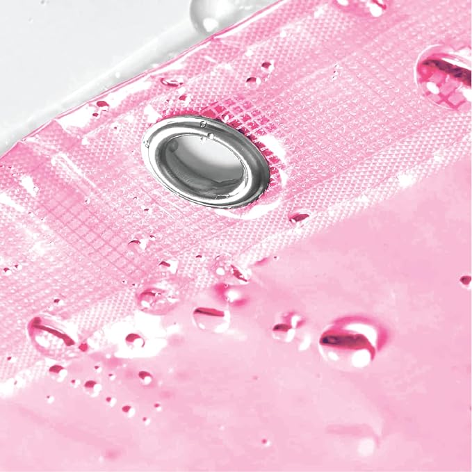 Home Expressions Premium 6 Guage PEVA Shower Curtain Liner - PVC Free Magnetized Bottom Odorless with Rustproof Grommets 70"x72" (Pink)