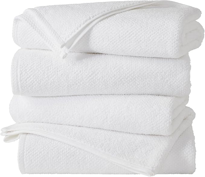 Great Bay Home 100% Cotton 4 Pack 54x27 Bath Towel Set - Absorbent, Quick-Drying, Durable Towels for Bathroom Decor - Low-Twist, Two-Ply Fibers (Optic White)