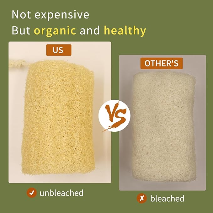 Natural Loofah Sponge Exfoliating Body Scrubber(6" Economical 4Pack),Organic Luffa for Women and Men in Shower