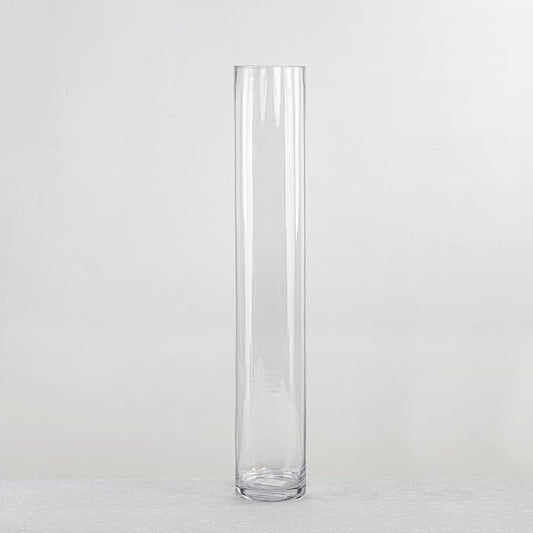 CYS Excel Clear Glass Cylinder Vase (H:24" D:4") | Multiple Size Choices Glass Flower Vase Centerpieces | Hurricane Floating Candle Holder Vase