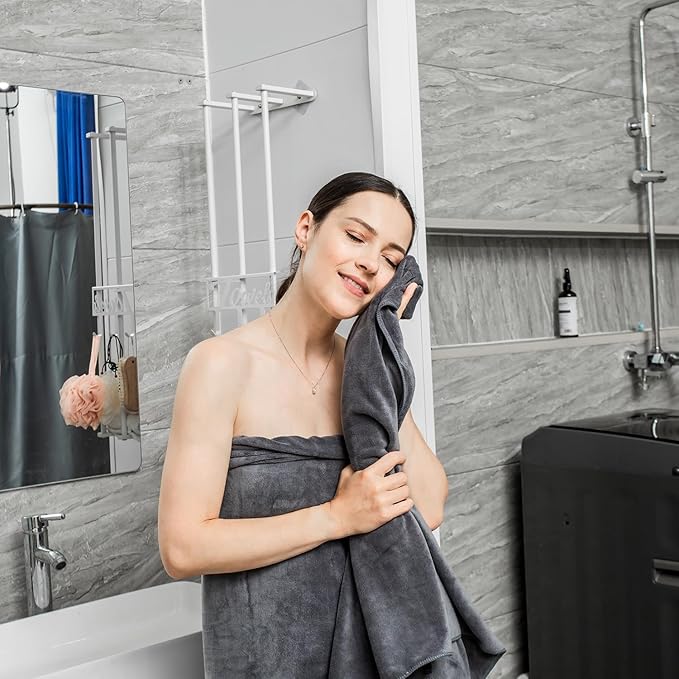 JML Bath Towels for Adult Body, Large Microfiber Bath Towels Set 4 Pack (30" x 60"), Lightweight & Soft Absorbent for Bathroom Spa Gym Yoga Salon Sauna, Grey