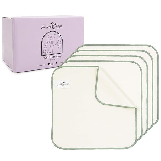 Jingera & Idyll Ultra-Soft Charcoal Fiber Face Washcloth, Facial Towels, Gentle Exfoliating Wipes for Women Cleansing, Wash Cloths, Reusable Makeup Remover, 5 Pack