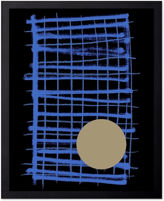 Monem Art Blue Grid Abstract Geometric Print - Modern Minimalist Art Poster - Wall Decor for Living Room, Bedroom or Office - 30x40 Unframed Wall Art by Mareike Bohmer