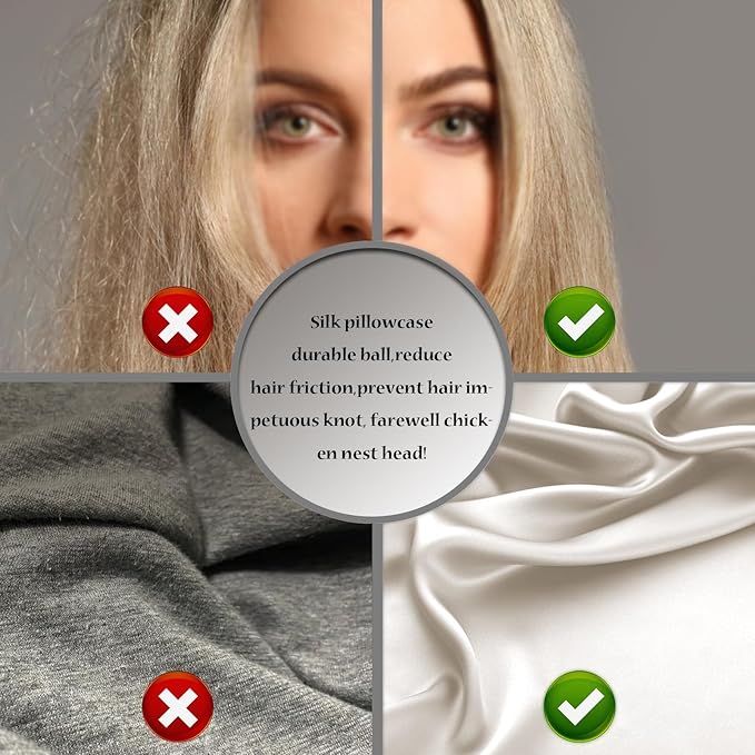 Natural Mulberry Silk Pillowcase for Hair and Skin Queen Size 20"X30" Pillow Case with Hidden Zipper Soft Breathable Smooth Cooling Silk Pillow Covers for Sleeping (Beige,Queen,1Pcs)