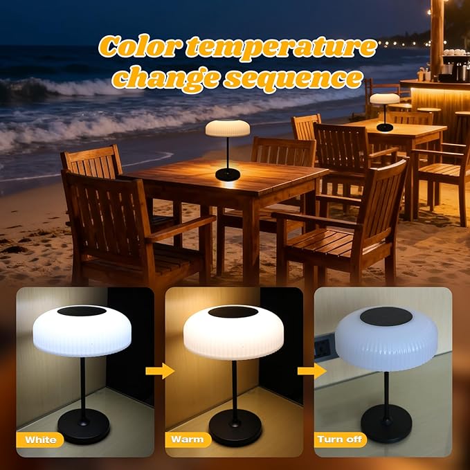 RAIN SPIRIT Solar Powered Table Lamp Outdoor,Desk Night Light Waterproof, Portable Cordless Rechargeable, Touch Color Changing- Gesture Control Lamp for Home,Bar,Bathroom,Patio, Garden