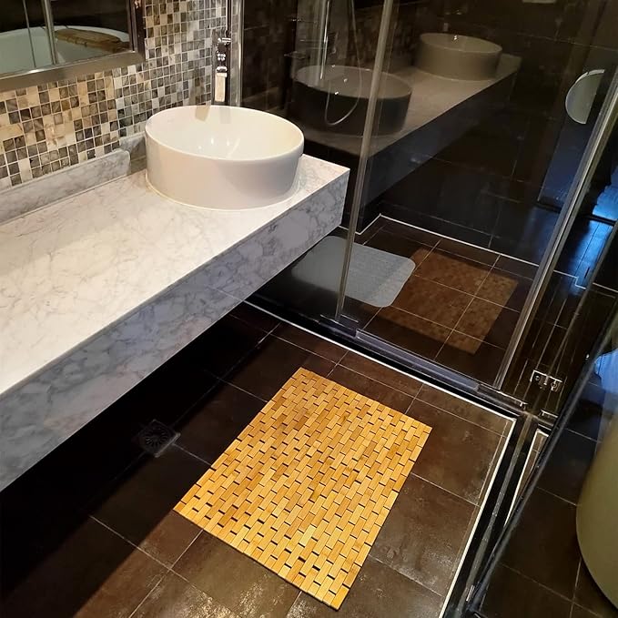HJJKKH Bath Mat 23.6X35.4 inches, Non Slip and Foldable Floor Shower Mat for Bathroom, Bathtub, Shower, Sauna, Hot Tub, Rayon Derived from Bamboo