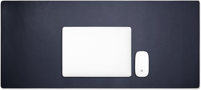 Leatherology Premium Midnight Blue Extra Long Modern Desk Pad, Fits Laptop or Monitor, Keyboard and Mouse, Made with Italian Leather