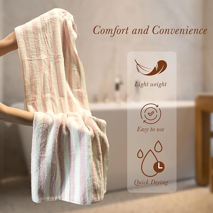 Chloven Large Microfiber Hair Towel Wrap for Women - 2 Pack Absorbent, Oversized Hair Wrap Towels for Quick Drying - Soft & Gentle Turban Towel for Women - Perfect for Curly, Straight, Thick Hair
