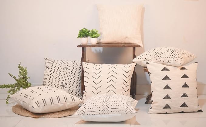Trade Star Luxurious Square Cushion Cover Indian Decorative Sofa Pillow Case Modern Farmhouse Couch Cushion Cases for Bed Sofa Living Area (Ivory (Nova), 18 X 18 Inch)