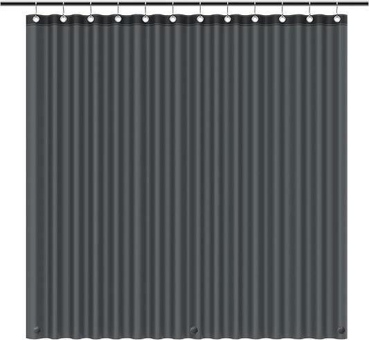 EHZNZIE Dark Grey Shower Curtain Liner 72x72, PEVA Waterproof Bath Curtain, No Chemical Smell, 3 Weighted Magnets, Durable with Rustproof Metal Grommets