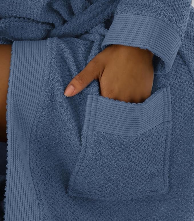 SEYANTE Turkish Cotton Bathrobe for Women - Organic GOTS Certified Terry Hooded Kimono Robe - Spa Quality Women's Cotton Robe