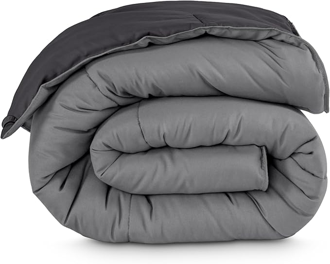 Bare Home King/California King Comforter - Reversible Colors - Goose Down Alternative - Ultra-Soft - Premium 1800 Series - All Season Warmth - Bedding Comforter (King/Cal King, Grey/Forged Iron Grey)