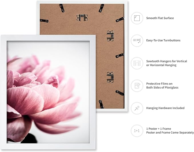 Monem Art Pink Peony Macro Photography Print - Minimalist Floral Art Poster - Wall Decor for Living Room, Bedroom or Office - 16x20 White Framed Wall Art by Mareike Bohmer