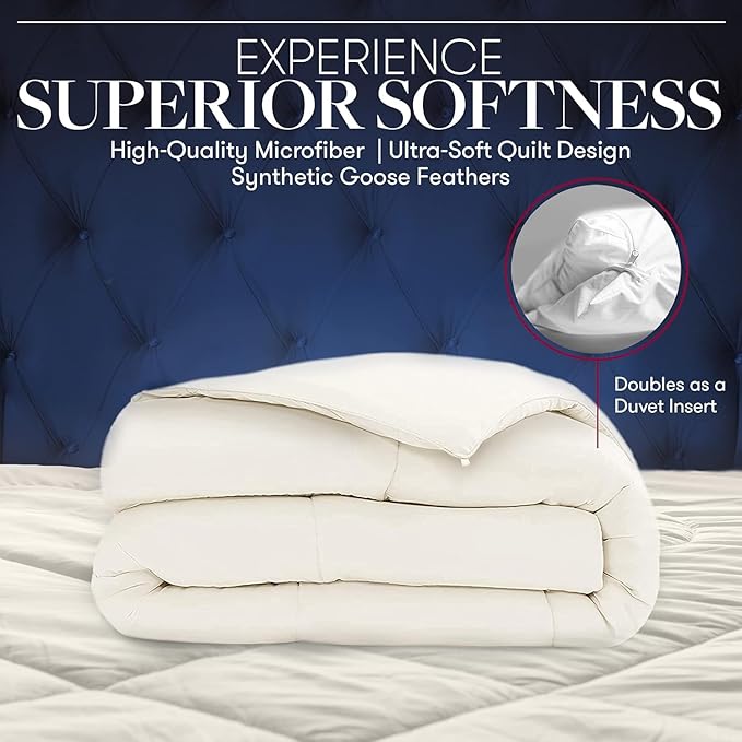Full/Queen Size Comforter - Luxury Goose Down Alternative Comforter Duvet Insert - Ultra Soft Hypoallergenic Bedding - with Corner Tabs - Hotel Dorm